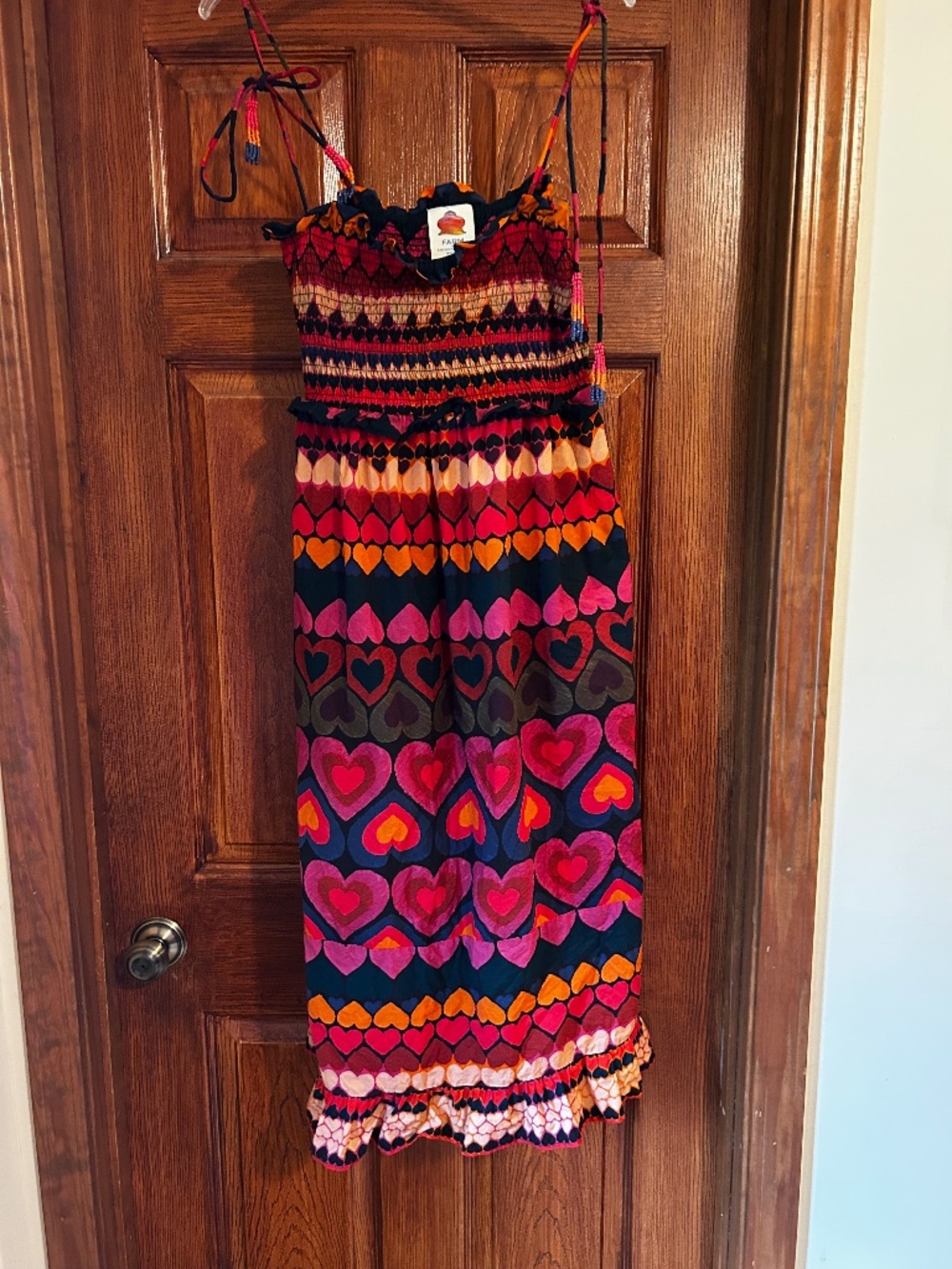 FARM RIO ANTHROPOLOGIE hearts midi dress S